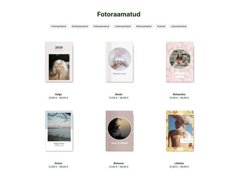 Fotoraamatute valik Omaraamatu poes